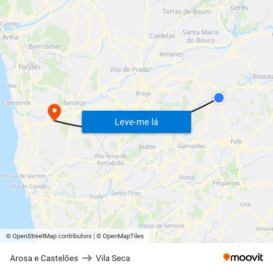 Arosa e Castelões to Vila Seca map