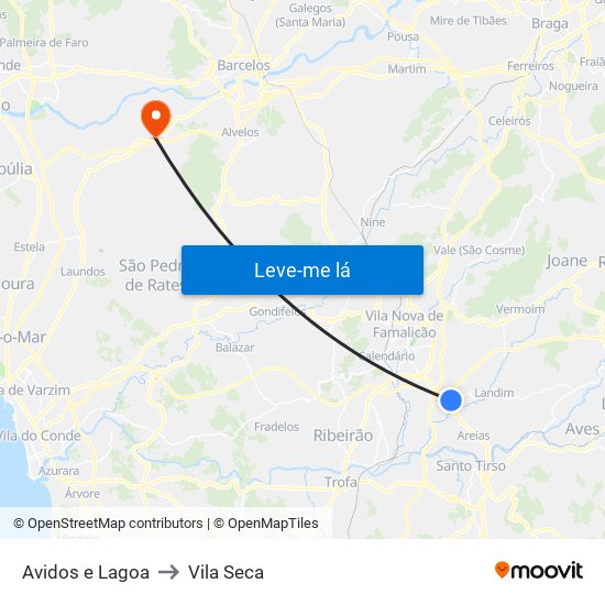 Avidos e Lagoa to Vila Seca map