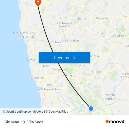Rio Mau to Vila Seca map