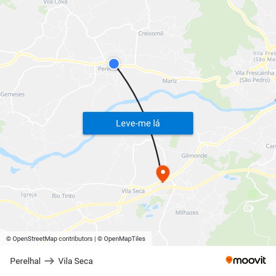 Perelhal to Vila Seca map