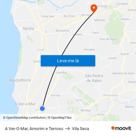 A Ver-O-Mar, Amorim e Terroso to Vila Seca map