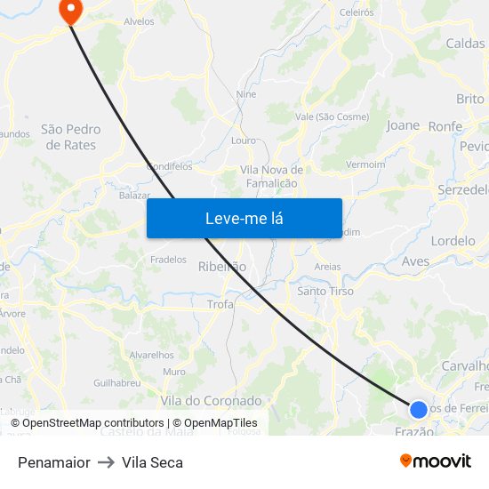 Penamaior to Vila Seca map