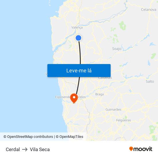 Cerdal to Vila Seca map