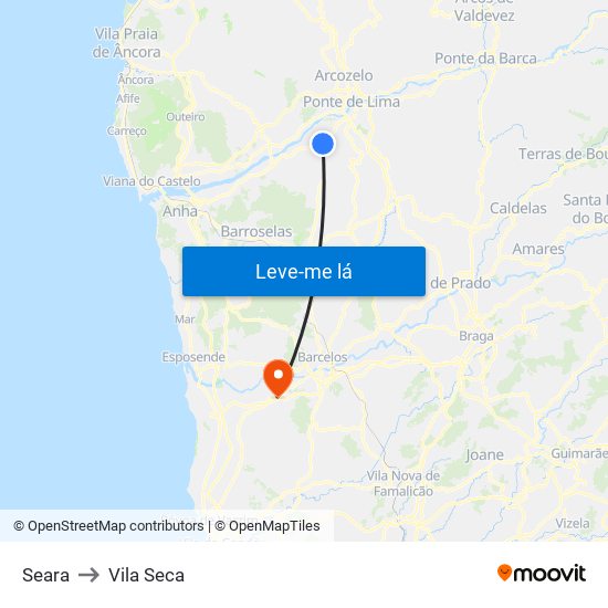 Seara to Vila Seca map