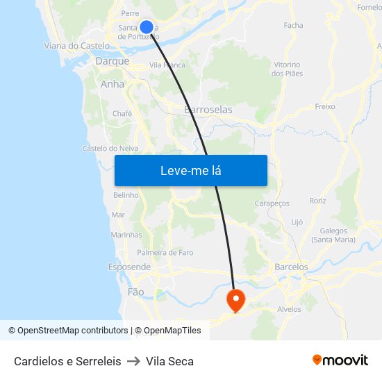 Cardielos e Serreleis to Vila Seca map