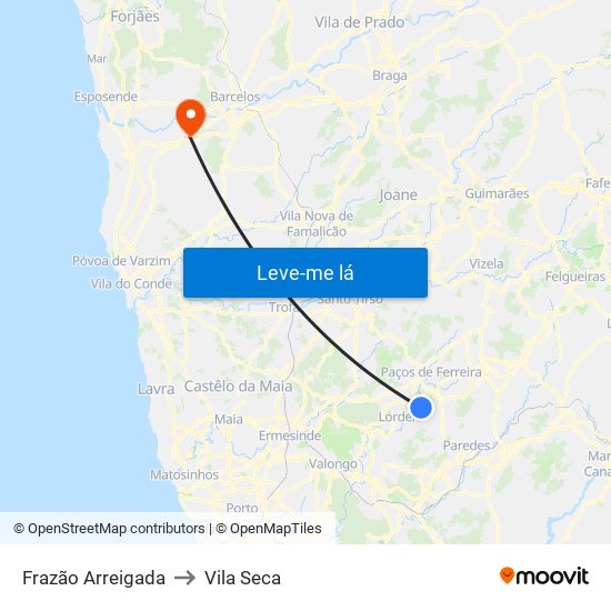 Frazão Arreigada to Vila Seca map