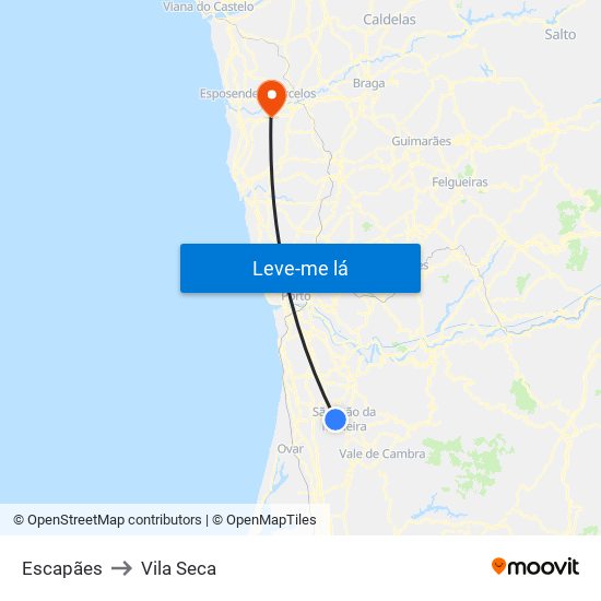 Escapães to Vila Seca map