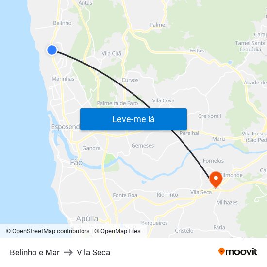 Belinho e Mar to Vila Seca map