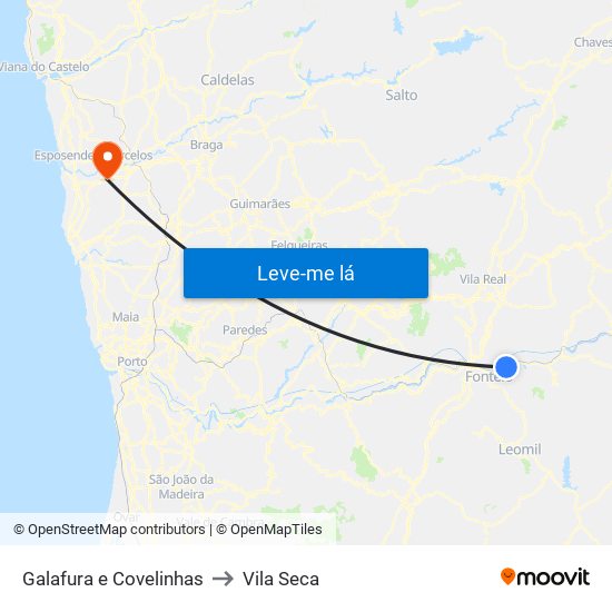 Galafura e Covelinhas to Vila Seca map