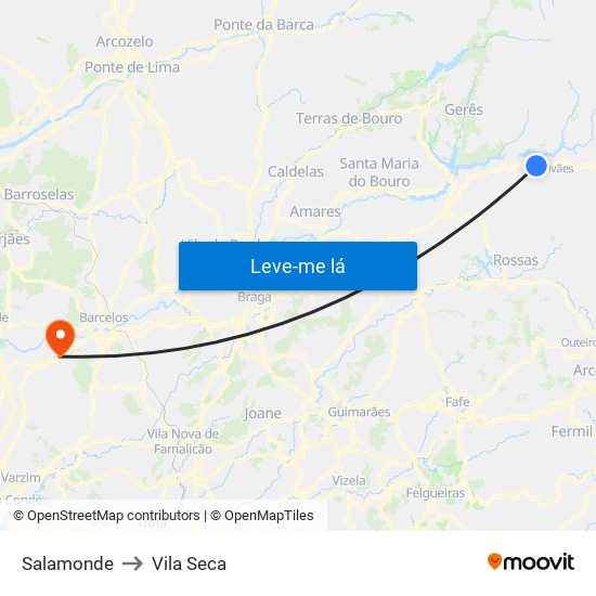 Salamonde to Vila Seca map