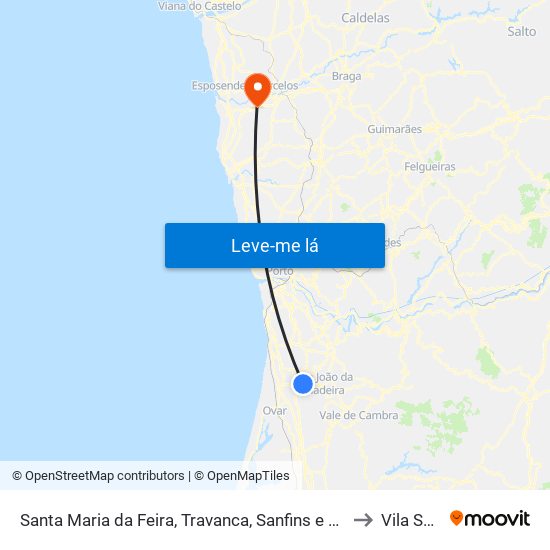 Santa Maria da Feira, Travanca, Sanfins e Espargo to Vila Seca map