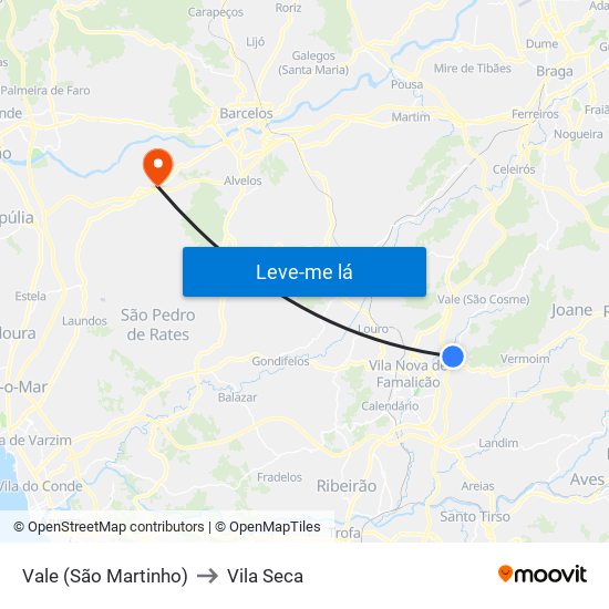 Vale (São Martinho) to Vila Seca map