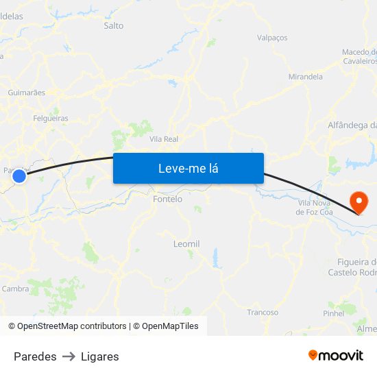 Paredes to Ligares map