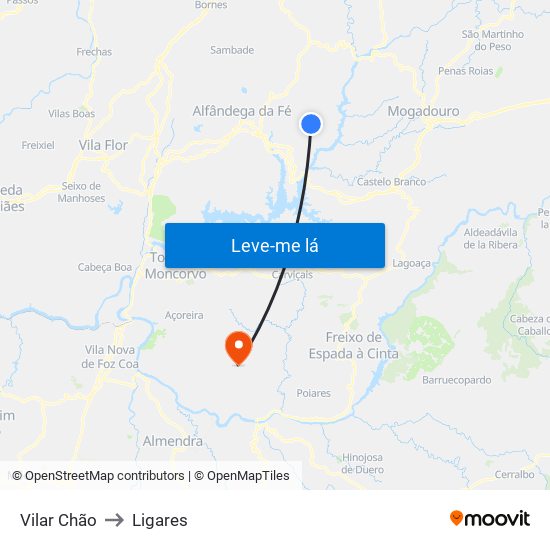 Vilar Chão to Ligares map