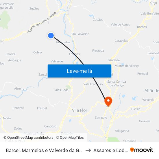 Barcel, Marmelos e Valverde da Gestosa to Assares e Lodões map