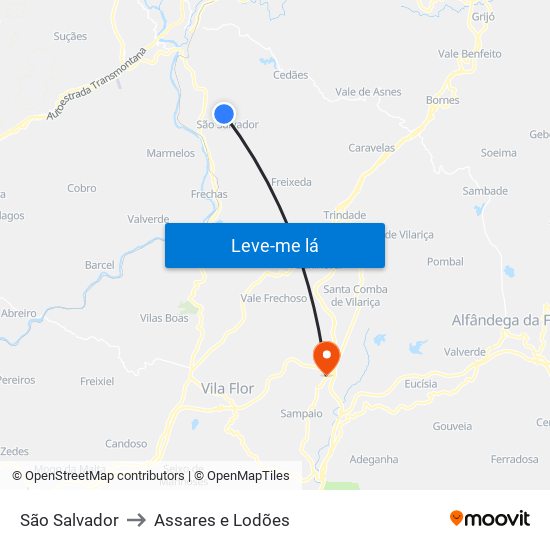 São Salvador to Assares e Lodões map