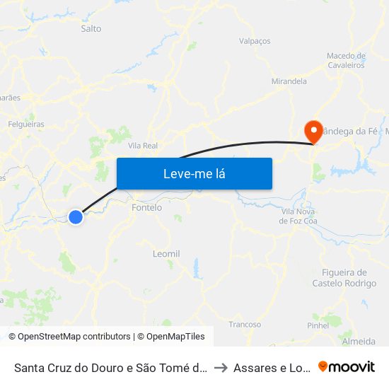 Santa Cruz do Douro e São Tomé de Covelas to Assares e Lodões map