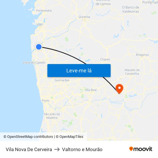 Vila Nova De Cerveira to Valtorno e Mourão map