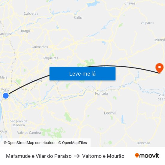 Mafamude e Vilar do Paraíso to Valtorno e Mourão map