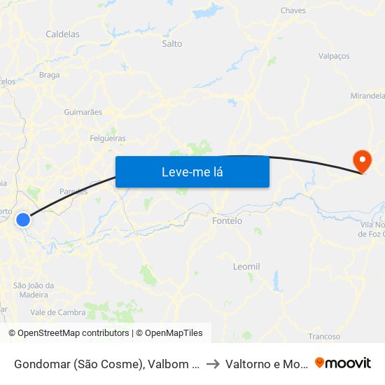 Gondomar (São Cosme), Valbom e Jovim to Valtorno e Mourão map