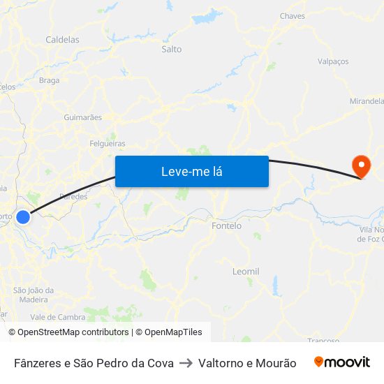 Fânzeres e São Pedro da Cova to Valtorno e Mourão map