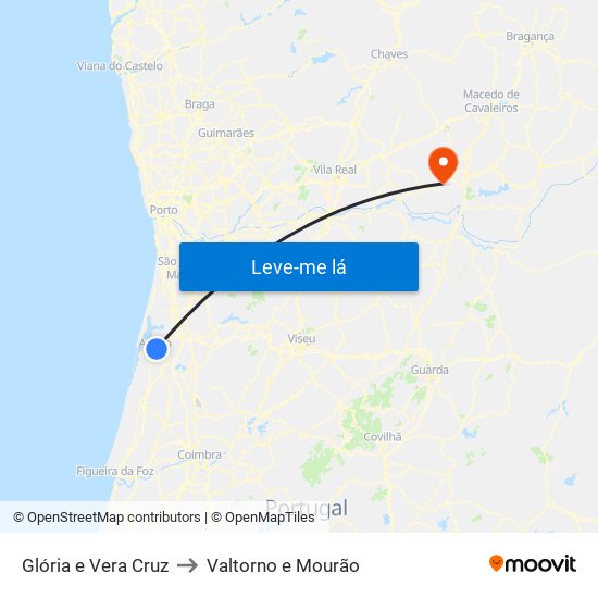 Glória e Vera Cruz to Valtorno e Mourão map