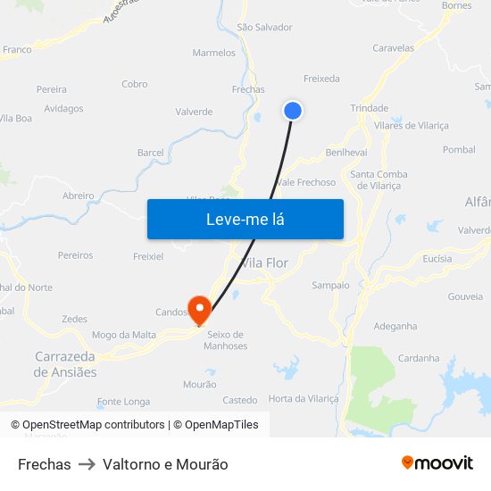 Frechas to Valtorno e Mourão map