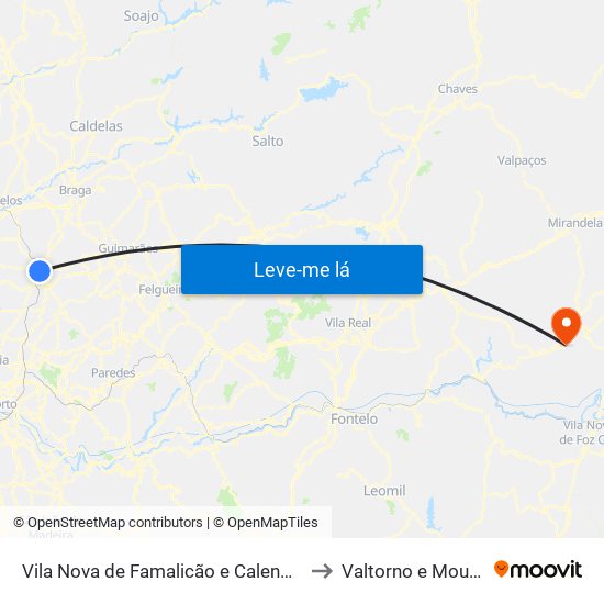Vila Nova de Famalicão e Calendário to Valtorno e Mourão map