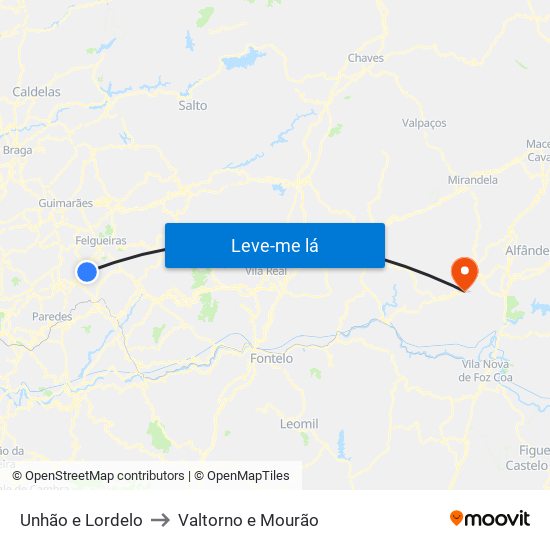 Unhão e Lordelo to Valtorno e Mourão map