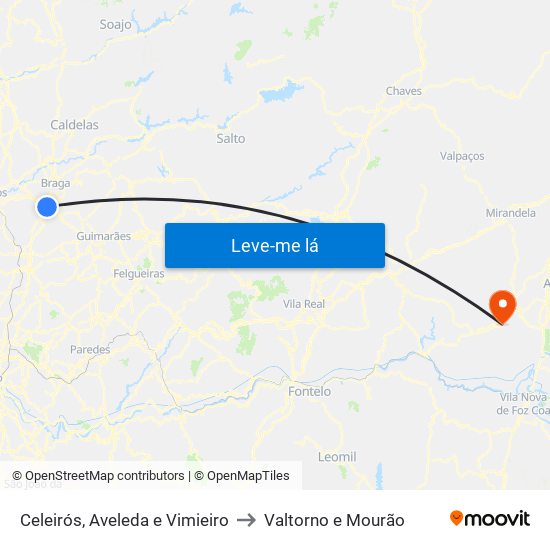 Celeirós, Aveleda e Vimieiro to Valtorno e Mourão map