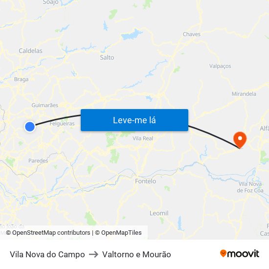 Vila Nova do Campo to Valtorno e Mourão map