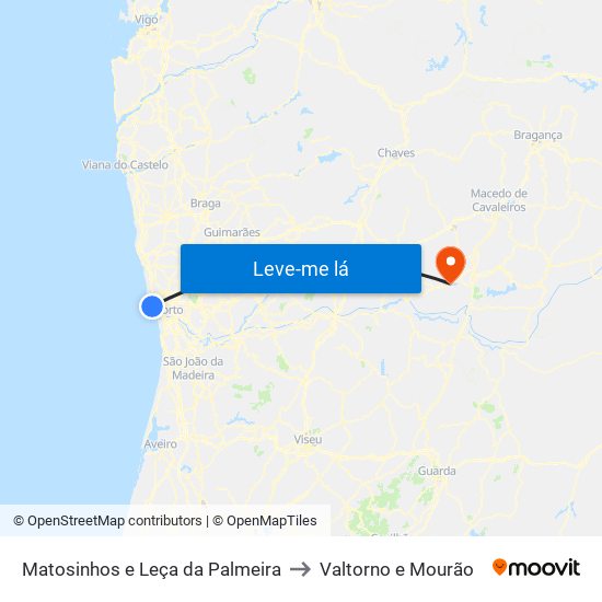 Matosinhos e Leça da Palmeira to Valtorno e Mourão map