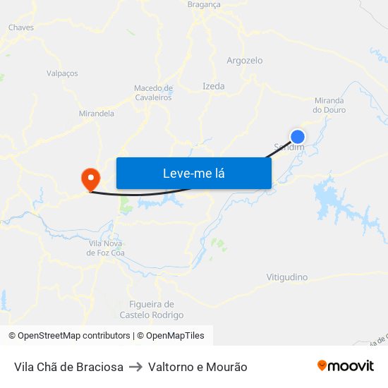 Vila Chã de Braciosa to Valtorno e Mourão map