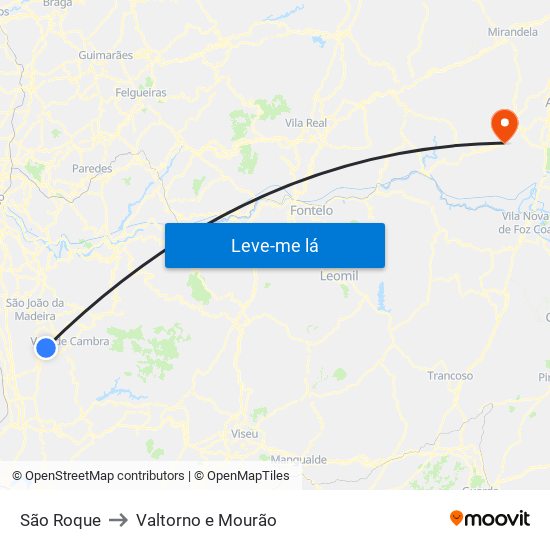 São Roque to Valtorno e Mourão map