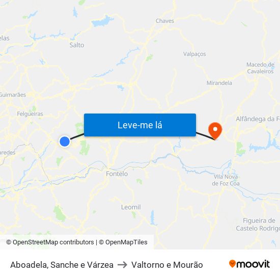 Aboadela, Sanche e Várzea to Valtorno e Mourão map