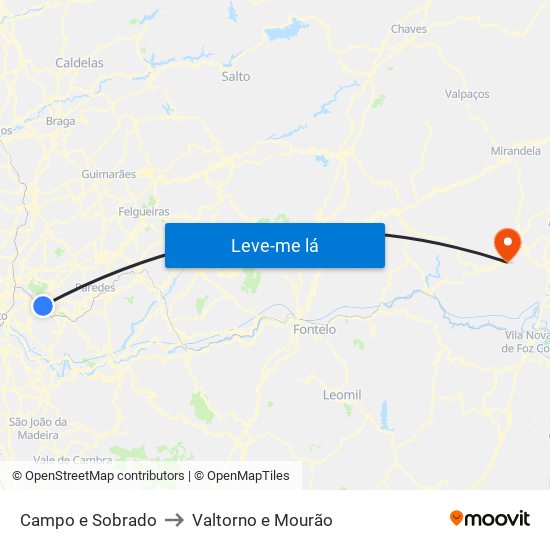 Campo e Sobrado to Valtorno e Mourão map