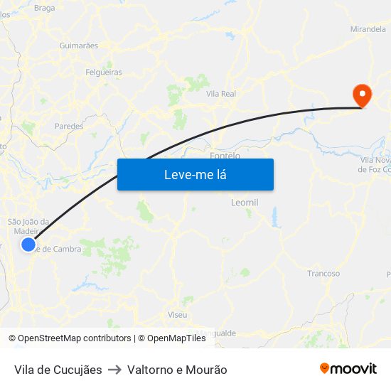 Vila de Cucujães to Valtorno e Mourão map