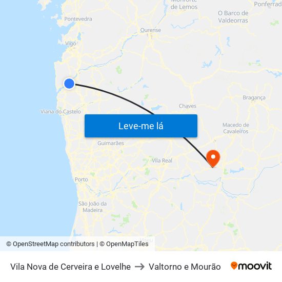 Vila Nova de Cerveira e Lovelhe to Valtorno e Mourão map