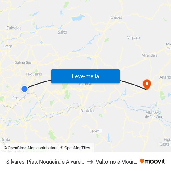 Silvares, Pias, Nogueira e Alvarenga to Valtorno e Mourão map