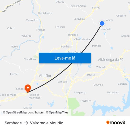 Sambade to Valtorno e Mourão map