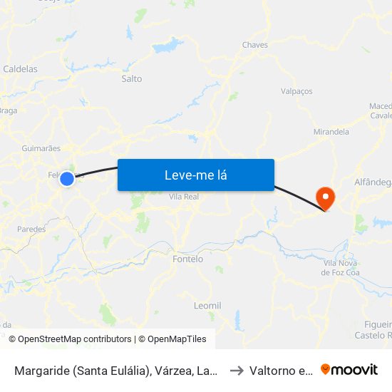 Margaride (Santa Eulália), Várzea, Lagares, Varziela e Moure to Valtorno e Mourão map
