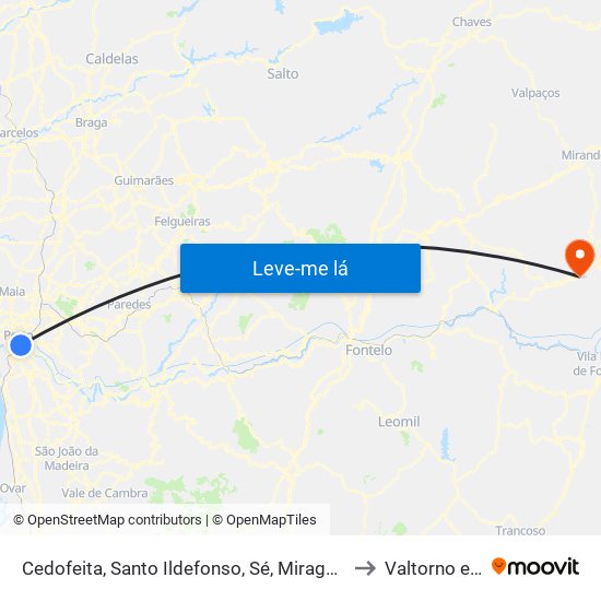 Cedofeita, Santo Ildefonso, Sé, Miragaia, São Nicolau e Vitória to Valtorno e Mourão map