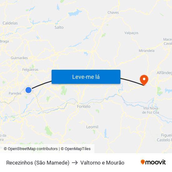 Recezinhos (São Mamede) to Valtorno e Mourão map