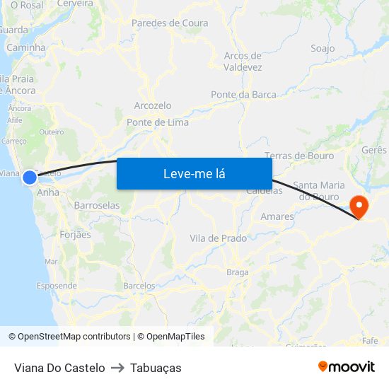 Viana Do Castelo to Tabuaças map