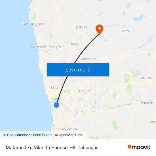 Mafamude e Vilar do Paraíso to Tabuaças map