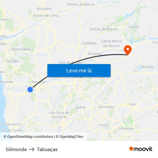 Gilmonde to Tabuaças map
