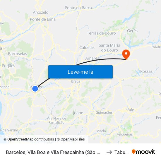 Barcelos, Vila Boa e Vila Frescainha (São Martinho e São Pedro) to Tabuaças map