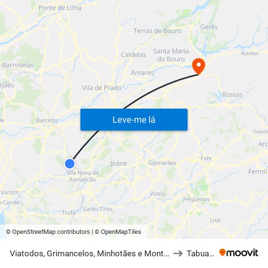 Viatodos, Grimancelos, Minhotães e Monte de Fralães to Tabuaças map