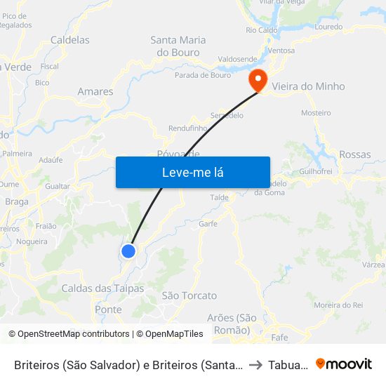 Briteiros (São Salvador) e Briteiros (Santa Leocádia) to Tabuaças map