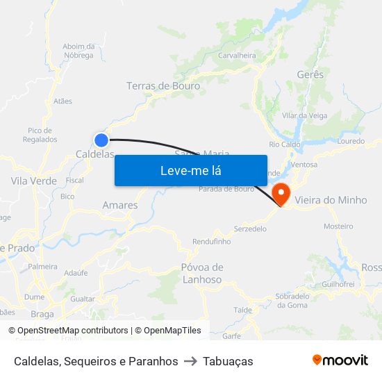 Caldelas, Sequeiros e Paranhos to Tabuaças map